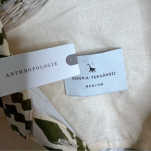 Eugenia Fernández Anthropologie Top Women Medium Safari Rahid Shirt Linen monkey - Picture 7 of 14